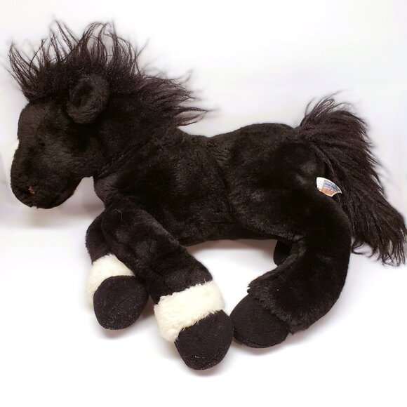 Animal Alley Toys R Us 2000 Black Stallion Plush Y2K Horse Pony Black White - Picture 7 of 9